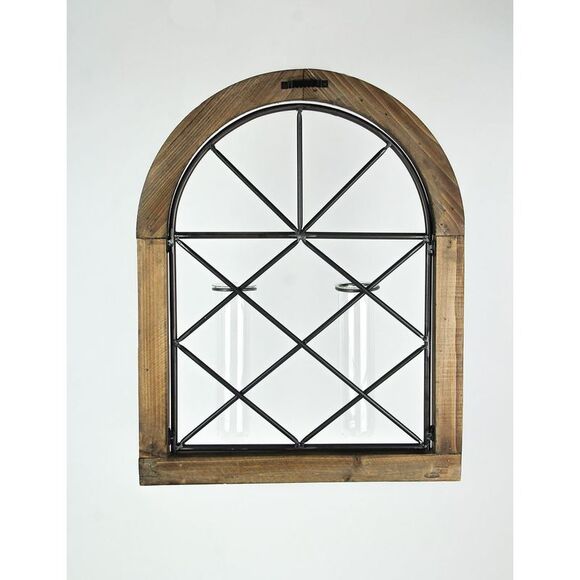 Cathedral Style Wall Flower Sconce With Dual Glass Bud Vases - Picture 3 of 3